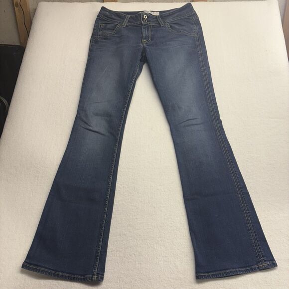 Hudson Signature Bootcut Flap Jeans Women Sz 30 Dark Blue Distressed+Stretch - Picture 1 of 10